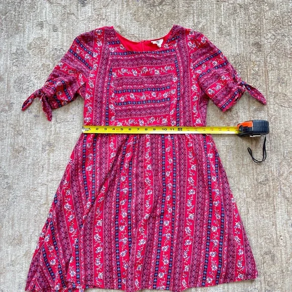 Red Floral print Entro Cotton dress size S - Picture 6 of 11